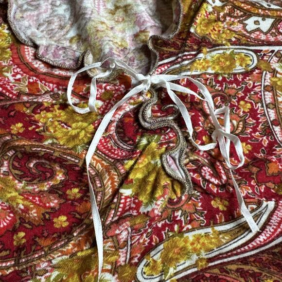 Bellina Y2K Paisley Ruffle Top Lace Up Boho Festival Fairycore Canada S Retro - Picture 9 of 13